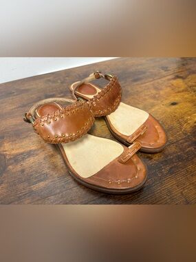 FRYE Avery Toe Ring Cognac Brown Leather Ankle Strap Sandals Women’s 6 1/2